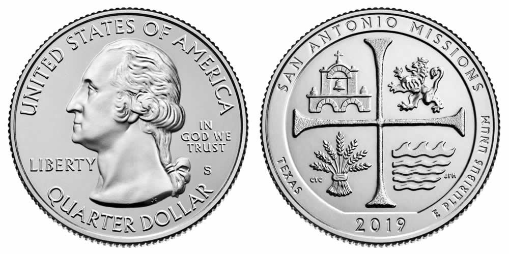2019 S San Antonio Missions National Historical Park (Texas) America the Beautiful Quarter 2019 S San Antonio Missions National Historical Park (Texas) America the Beautiful Quarter