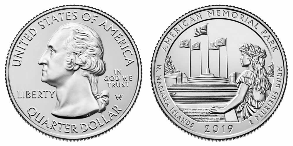 2019 W American Memorial Park (Northern Mariana Islands) America the Beautiful Quarter 2019 W American Memorial Park (Northern Mariana Islands) America the Beautiful Quarter