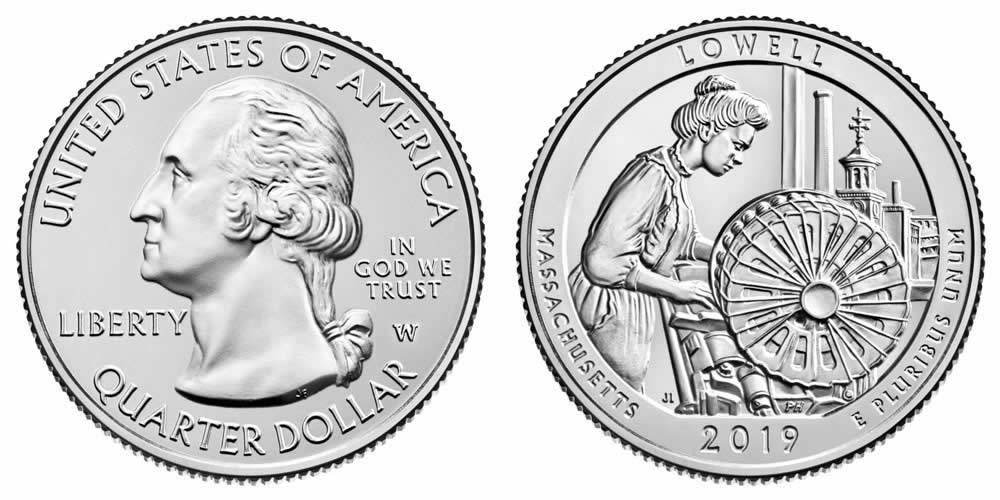 2019 W Lowell National Historical Park (Massachusetts) America the Beautiful Quarter 2019 W Lowell National Historical Park (Massachusetts) America the Beautiful Quarter