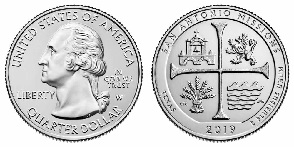 2019 W San Antonio Missions National Historical Park (Texas) America the Beautiful Quarter 