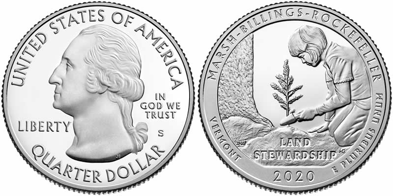 2020 S Marsh-Billings-Rockefeller National Historical Park (Vermont) America the Beautiful Quarter 2020 S Marsh-Billings-Rockefeller National Historical Park (Vermont) America the Beautiful Quarter