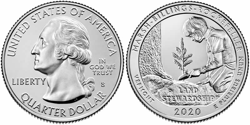 2020 S Marsh-Billings-Rockefeller National Historical Park (Vermont) America the Beautiful Quarter 2020 S Marsh-Billings-Rockefeller National Historical Park (Vermont) America the Beautiful Quarter