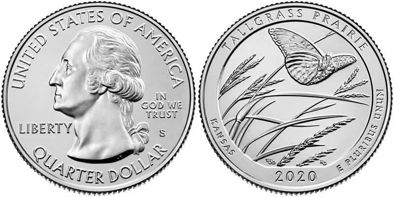 2020 S Tallgrass Prairie National Preserve (Kansas) America the Beautiful Quarter 2020 S Tallgrass Prairie National Preserve (Kansas) America the Beautiful Quarter