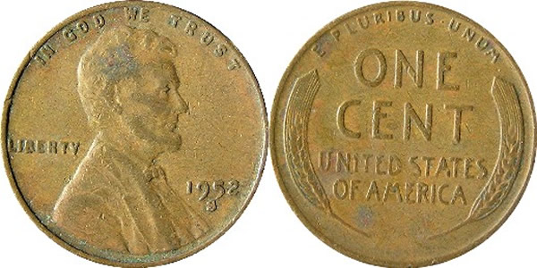 1952 S Lincoln Wheat Cent 1952 S Lincoln Wheat Cent