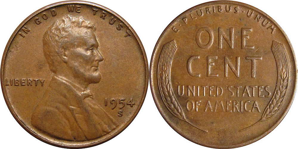 1954 S Lincoln Wheat Cent 1954 S Lincoln Wheat Cent