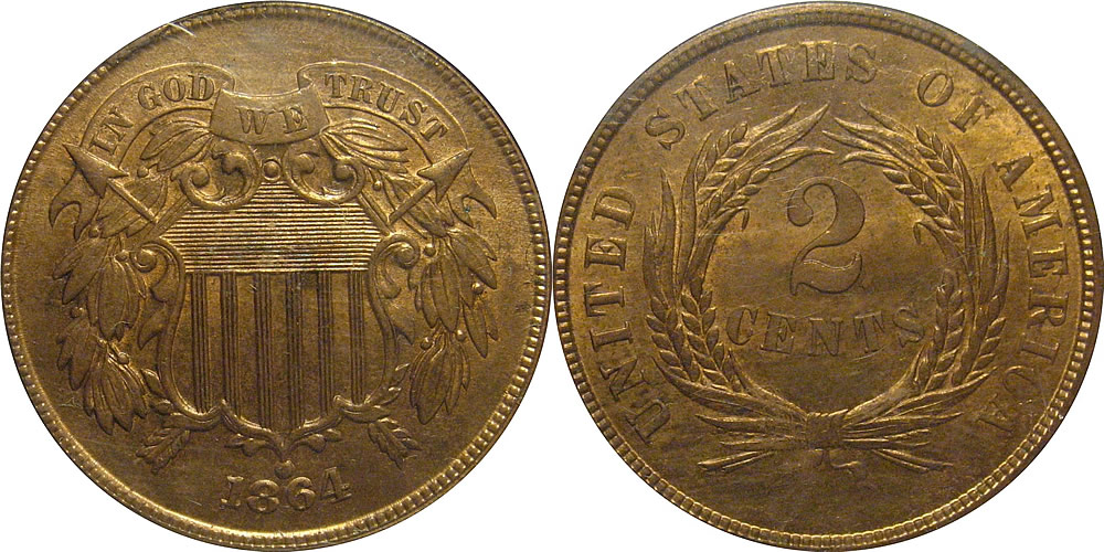 1864 Two Cent Piece Large Motto 1864 Two Cent Piece Large Motto