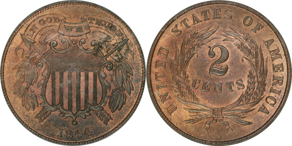 1864 Two Cent Piece Small Motto 1864 Two Cent Piece Small Motto